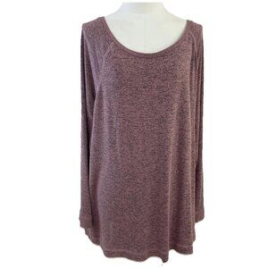 AnyBody Cozy Knit Top Women's Size 2X Pink Spacedyed Swing Scoop Neck A292753